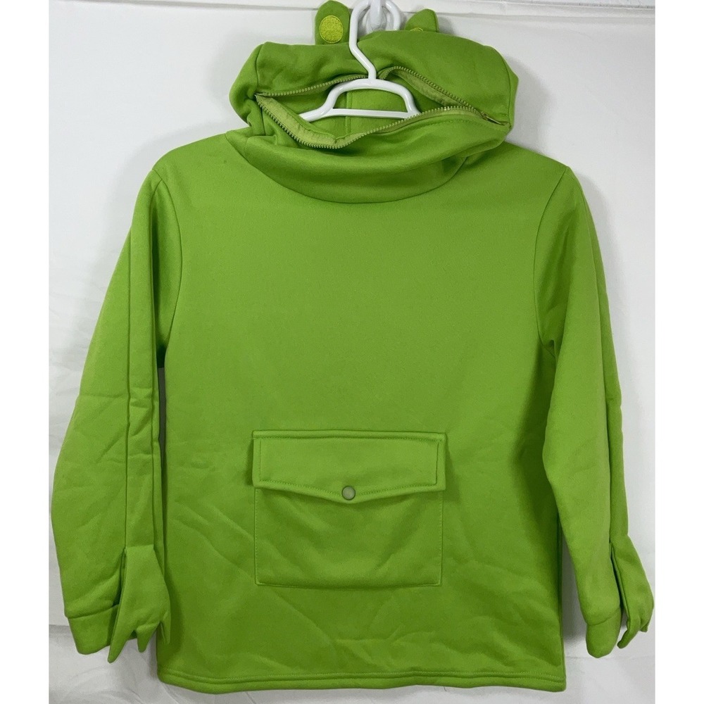 NWOT Unisex Adult‎ Green Zip Mouth Frog Hoodie Sweatshirt - Size Small